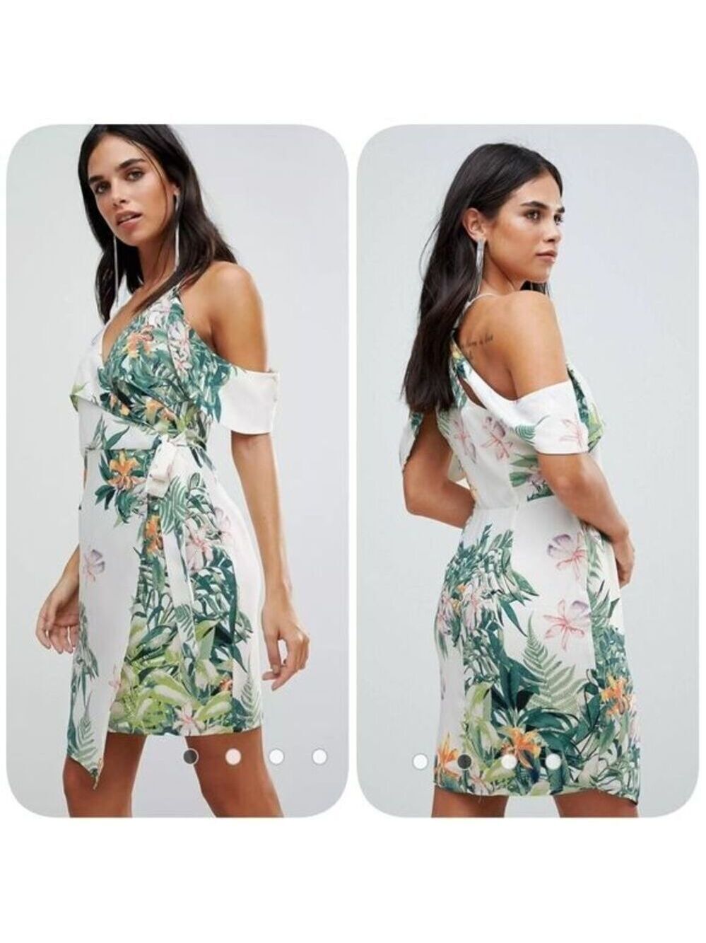Adelyn Rae Prescilla Print Wrap Dress Size S Green White NWT